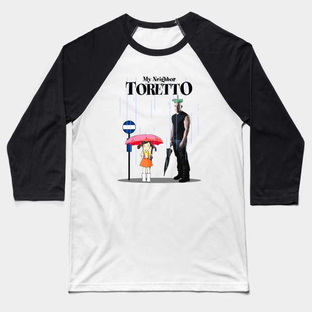 My Neighbor Toretto Dominic Parody Fan Art Baseball T-Shirt by kaitokid